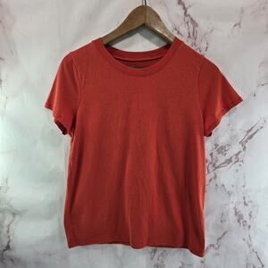 Madewell Shirt Women Small Orange Boxy Short Sleeve Crewneck